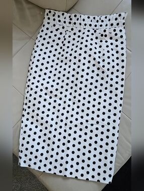 Polka Dot Pencil Skirt - White with Black Dots
